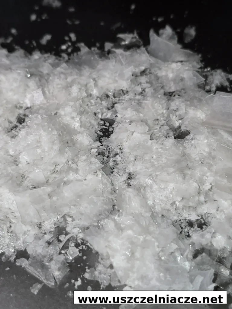 Fibry krzemionkowe Multiseal jako jasny materiał włóknisty w powiększeniu